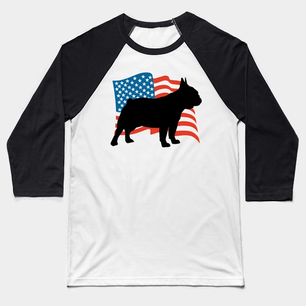 American USA Flag Frenchie Dog French Bulldog 4th of July design Baseball T-Shirt by nikkidawn74